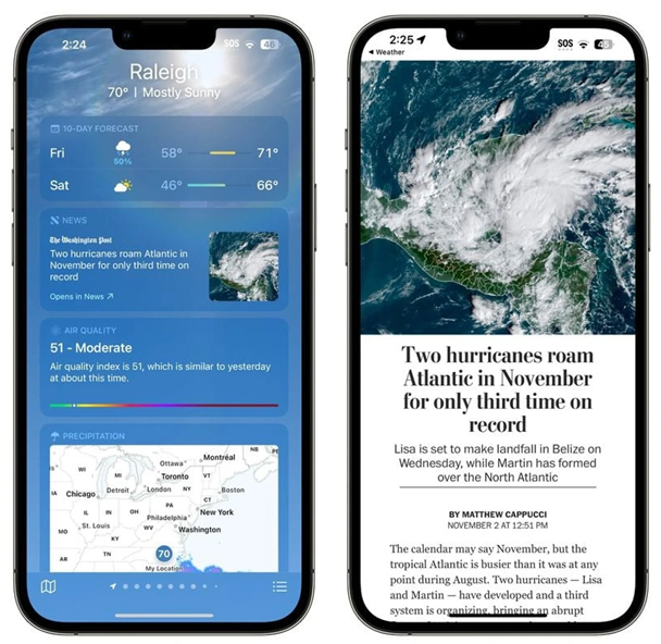 大祥苹果14维修分享iPhone 14手机如何看天气时顺带看新闻 