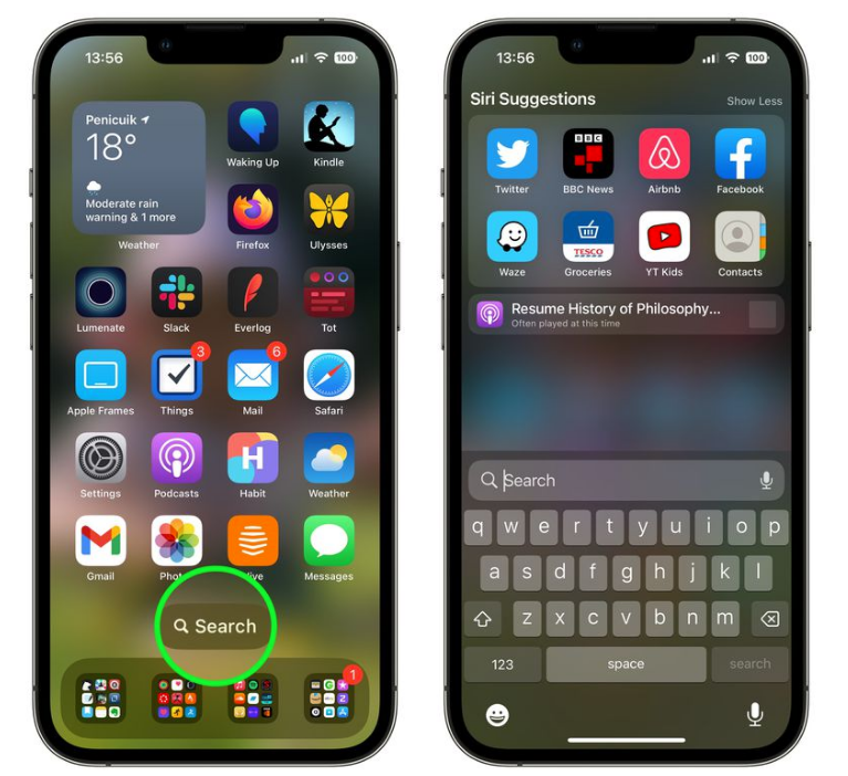 大祥苹果手机维修分享升级到 iOS 16 后，如何删除主屏幕上的搜索按钮 